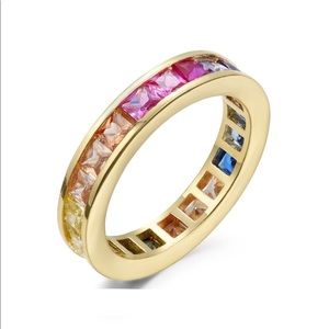 18k yellow gold plated rainbow eternity band